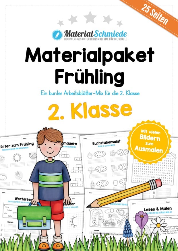 Materialpaket Frühling: 2. Klasse (25 Arbeitsblätter)