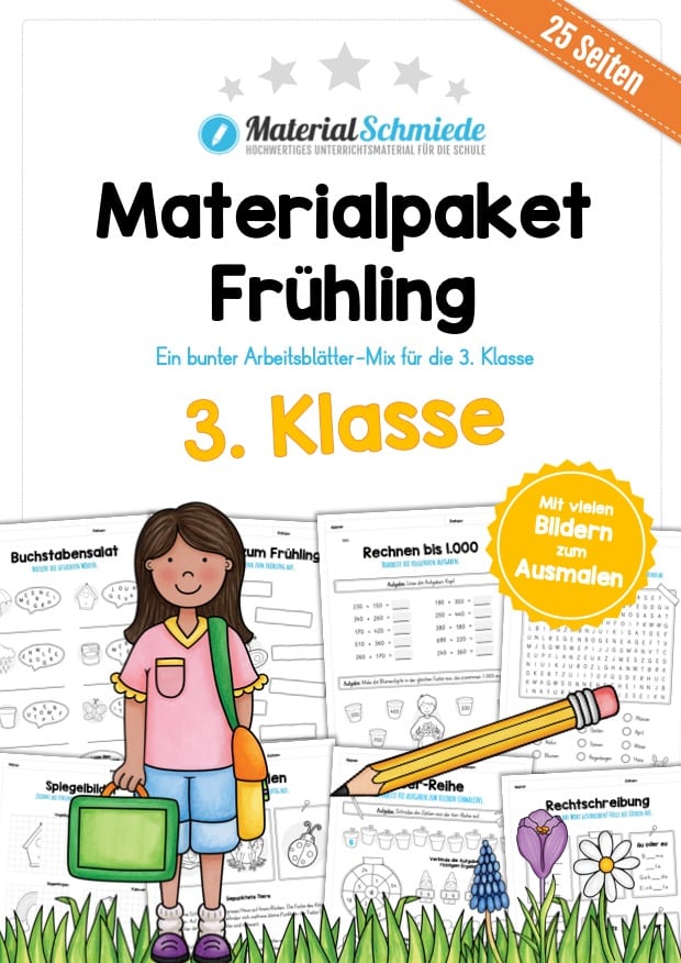 Materialpaket Frühling: 3. Klasse (25 Arbeitsblätter)