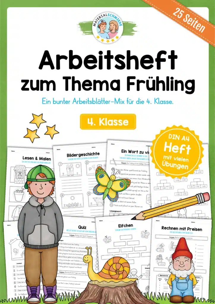 Arbeitsheft Frühling: 4. Klasse (25 Arbeitsblätter)
