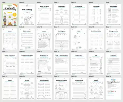 Arbeitsheft Frühling: 4. Klasse (25 Arbeitsblätter) - Überblick