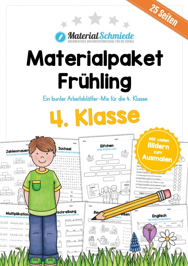 Materialpaket Frühling: 4. Klasse (25 Arbeitsblätter)