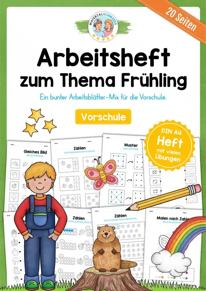 Arbeitsheft Frühling: Vorschule (20 Arbeitsblätter)