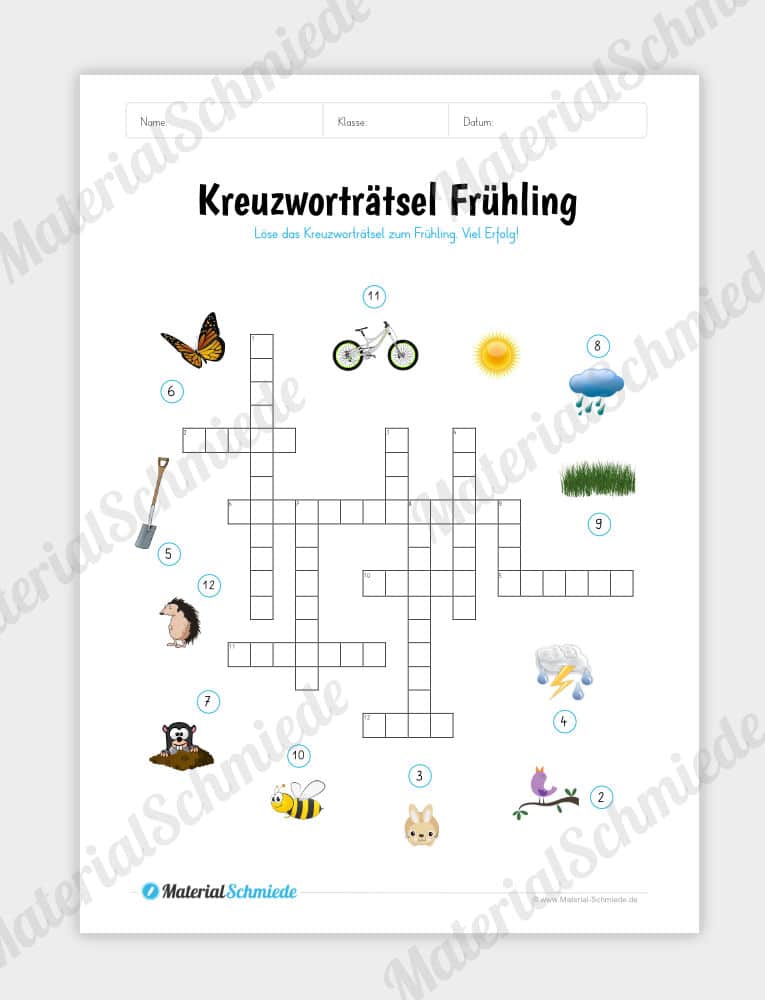Frühling Kreuzworträtsel