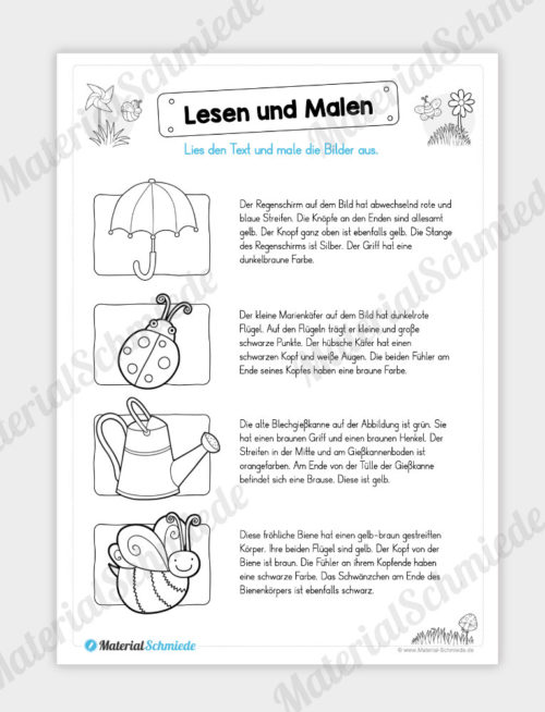 MaterialPaket: Lesen und Malen im Frühling (15 Seiten) - Vorschau 04