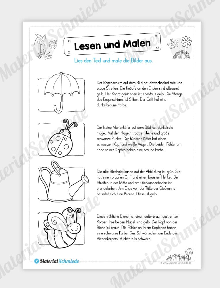 MaterialPaket: Lesen und Malen im Frühling (15 Seiten) – Vorschau 04