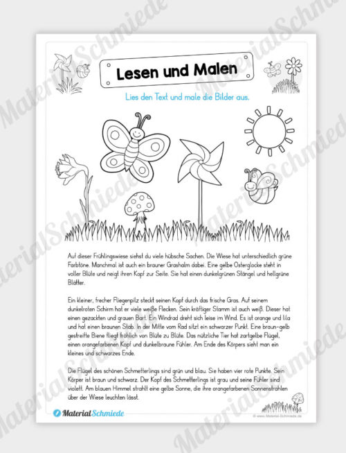 MaterialPaket: Lesen und Malen im Frühling (15 Seiten) - Vorschau 02