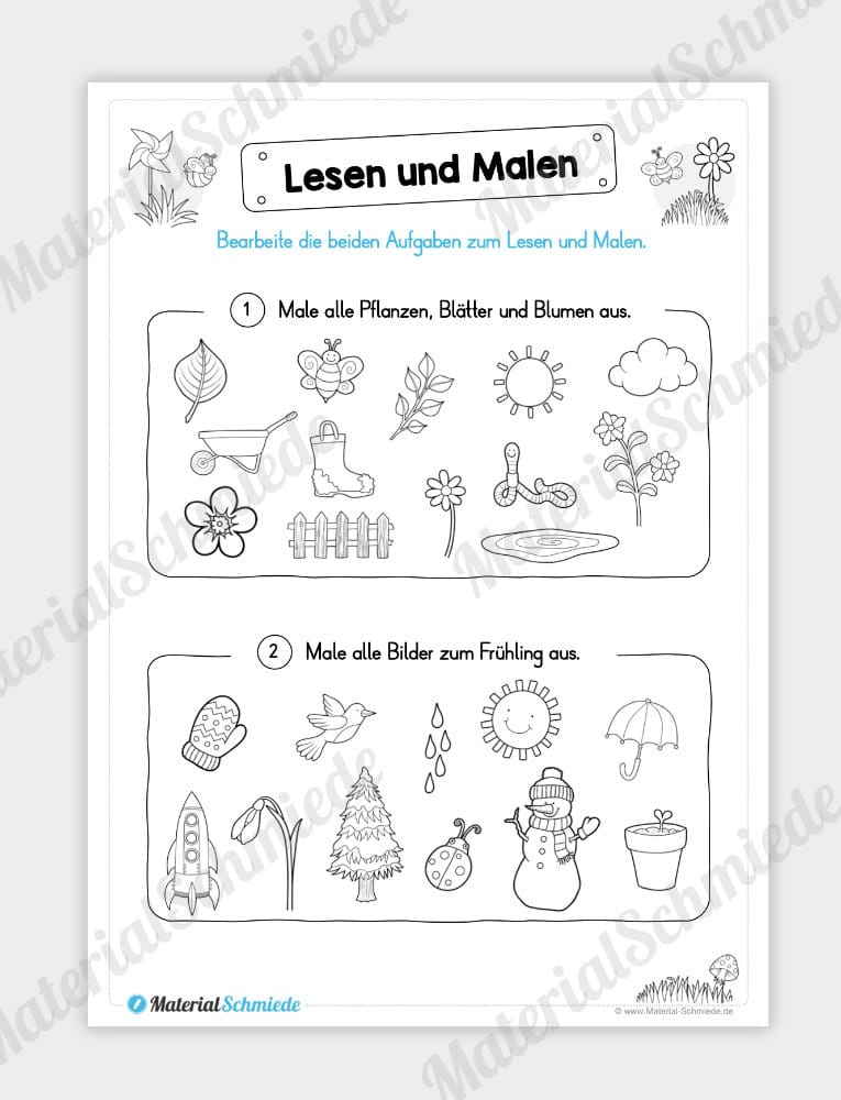 MaterialPaket: Lesen und Malen im Frühling (15 Seiten) – Vorschau 06