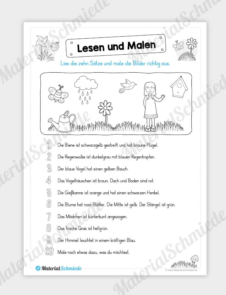 MaterialPaket: Lesen und Malen im Frühling (15 Seiten) – Vorschau 08