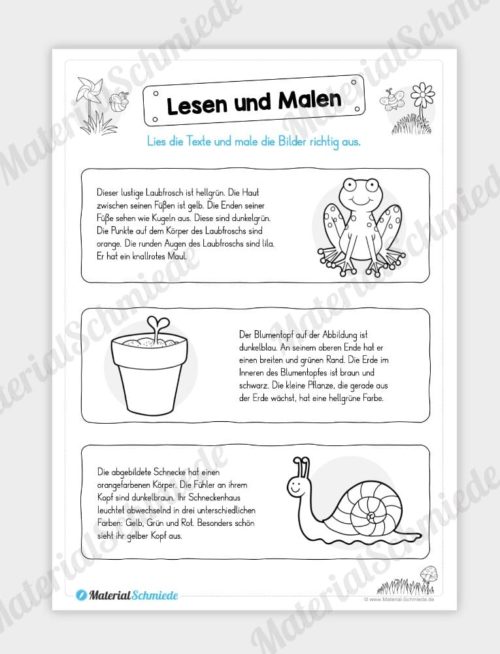 MaterialPaket: Lesen und Malen im Frühling (15 Seiten) - Vorschau 09