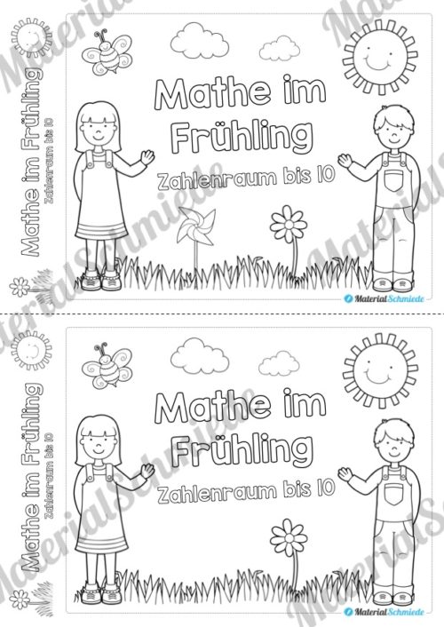 Mathe Übungen Frühling - Zahlenraum bis 10 (Deckblatt)
