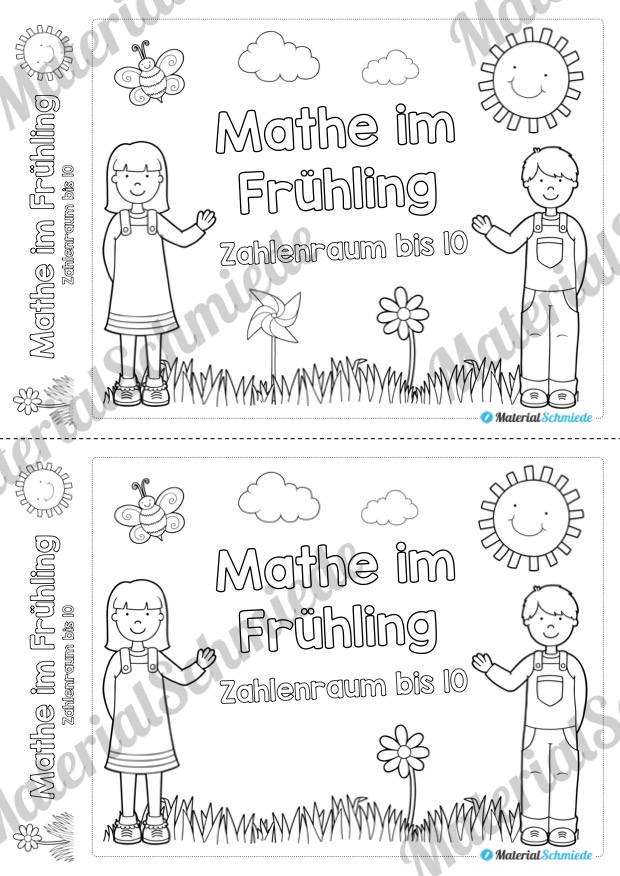 Mathe Übungen Frühling – Zahlenraum bis 10 (Deckblatt)