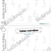 Mathe Übungen Frühling - Zahlenraum bis 10 (Zahlen nachspuren)