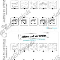 Mathe Übungen Frühling - Zahlenraum bis 10 (Zählen und verbinden)