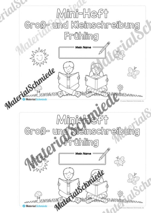 Mini-Heft: Groß- und Kleinschreibung (Frühling) - Arbeitsblatt 01