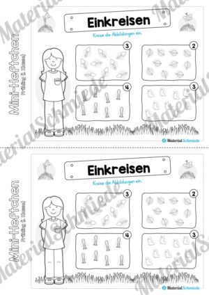 Mini-Heft: Frühling für die 1. Klasse (Abbildungen einkreisen)