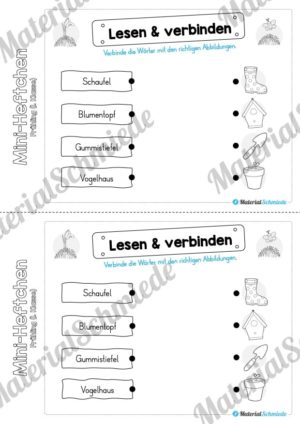 Mini-Heft: Frühling für die 1. Klasse (Lesen & verbinden)