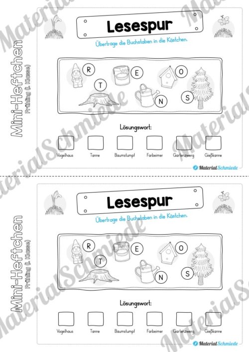 Mini-Heft: Frühling für die 1. Klasse (Lesespur)