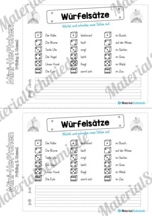 Mini-Heft: Frühling für die 1. Klasse (Würfelsätze)