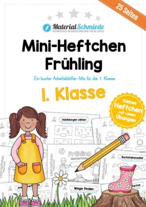 Mini-Heft: Frühling für die 1. Klasse (25 Arbeitsblätter)