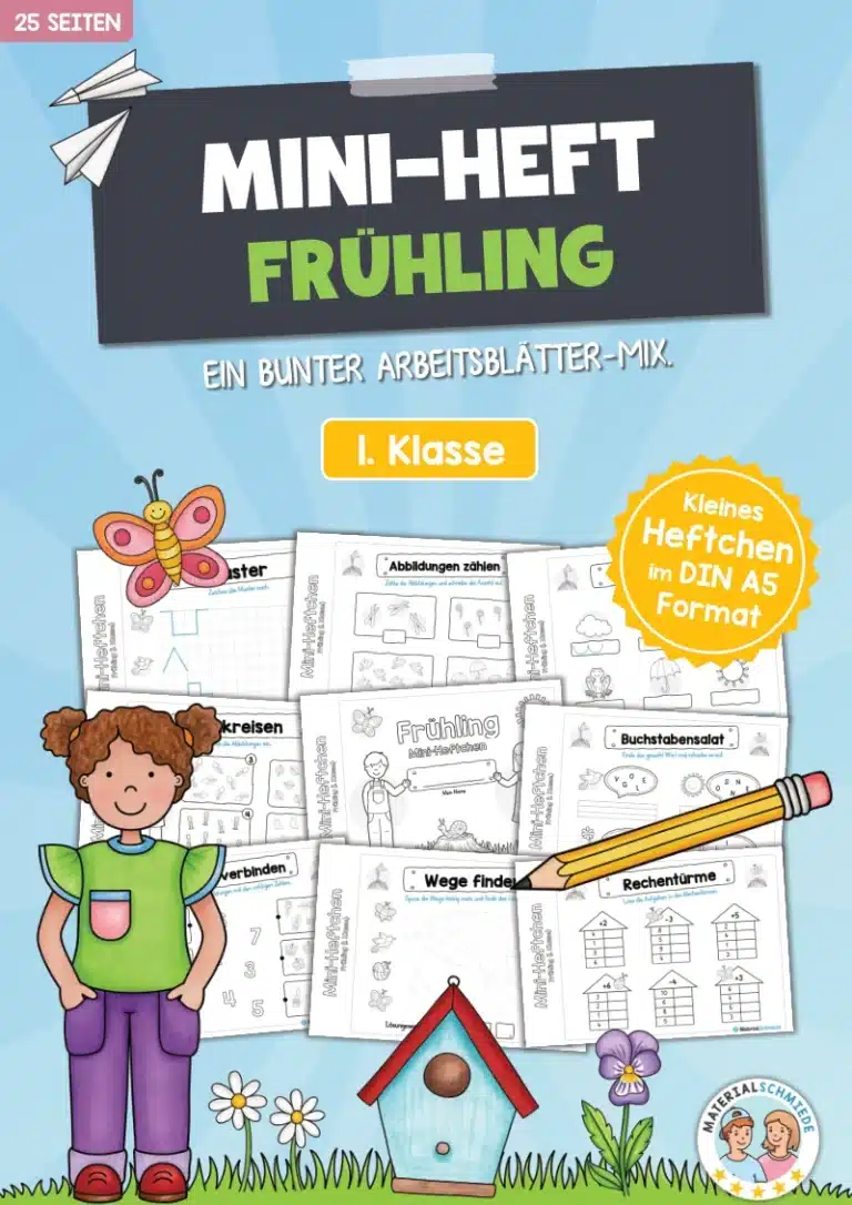 Mini-Heft: Frühling – 1. Klasse (25 Arbeitsblätter)