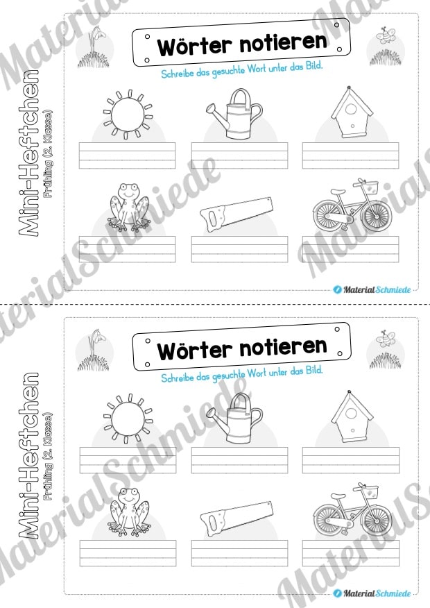 Mini-Heft: Frühling für die 2. Klasse (Wörter aufschreiben)