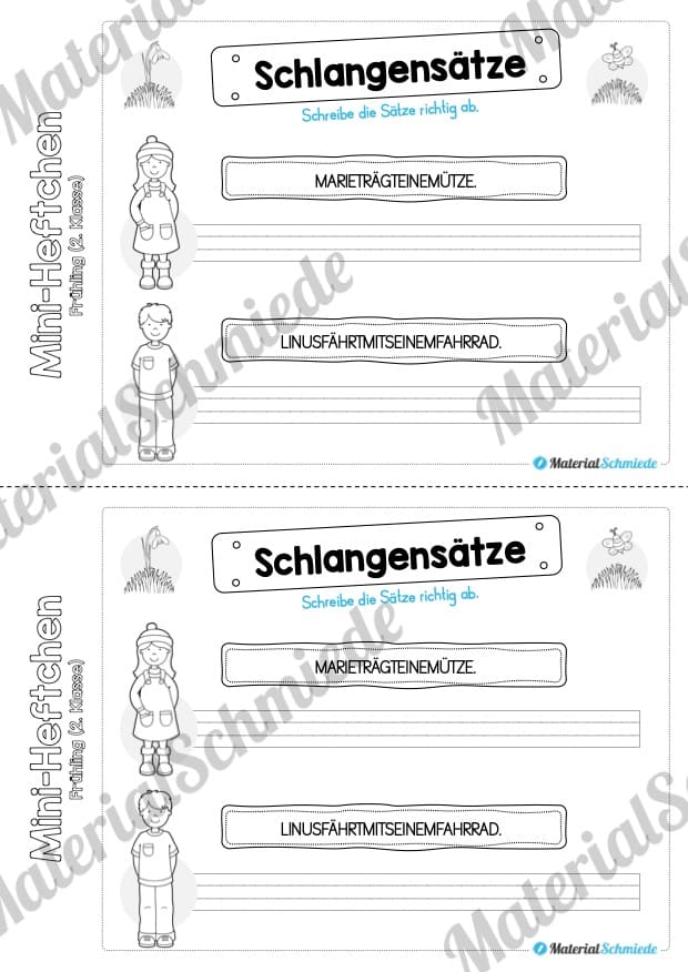 Mini-Heft: Frühling für die 2. Klasse (Schlangensätze)