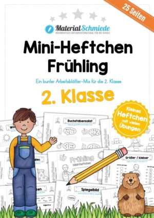 Mini-Heft: Frühling für die 2. Klasse (25 Arbeitsblätter)
