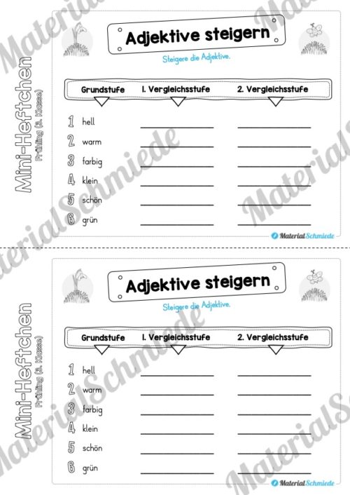 Mini-Heft: Frühling für die 3. Klasse (Adjektive steigern)