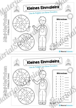 Mini-Heft: Frühling für die 3. Klasse (Kleines Einmaleins)