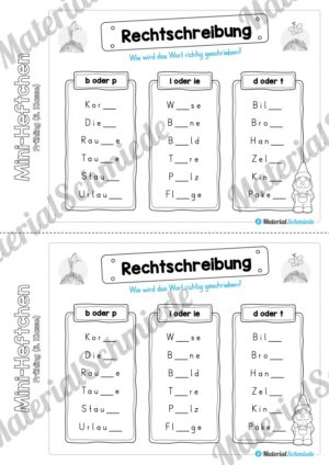 Mini-Heft: Frühling für die 3. Klasse (Rechtschreibung)