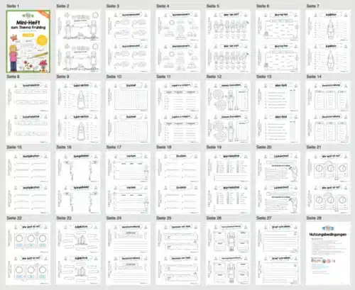 Mini-Heft: Frühling - 3. Klasse (25 Arbeitsblätter) - Überblick