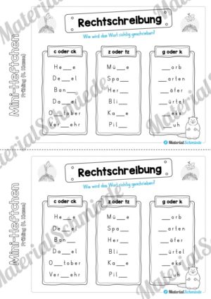 Mini-Heft: Frühling für die 4. Klasse (Rechtschreibung)