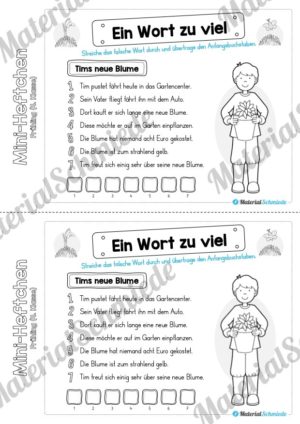 Mini-Heft: Frühling für die 4. Klasse (Ein Wort zu viel)