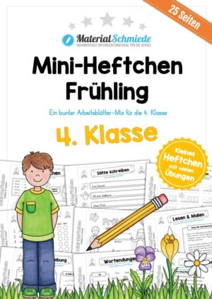 Mini-Heft: Frühling für die 4. Klasse (25 Arbeitsblätter)