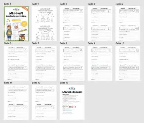 Lesetexte Frühling: Mini-Heft (1. & 2. Klasse) - Überblick