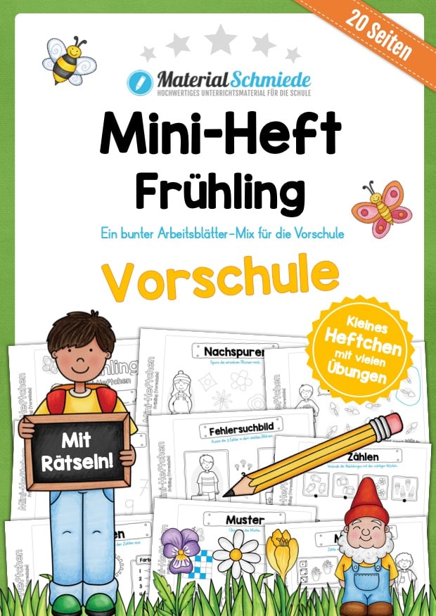 Mini-Heft: Frühling - Vorschule (20 Arbeitsblätter)