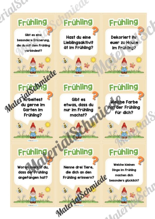 Plauderkarten: Thema Frühling (Lesespiel) - Arbeitsblatt 02