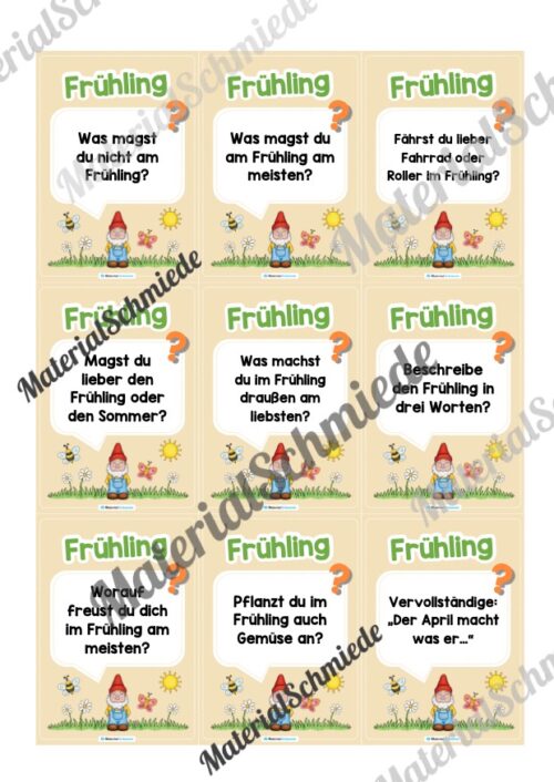 Plauderkarten: Thema Frühling (Lesespiel) - Arbeitsblatt 03