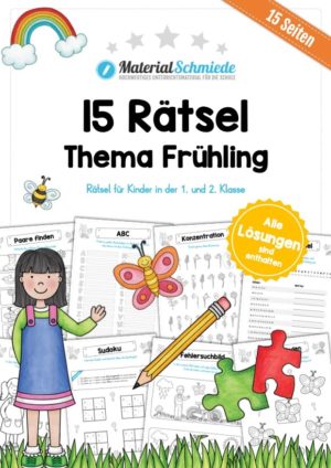 15 Rätsel-Arbeitsblätter zum Frühling