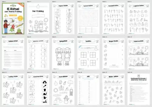 15 Rätsel zum Frühling (1. & 2. Klasse) - Überblick