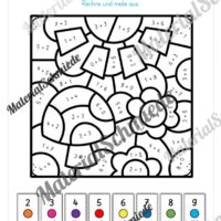 8 Rechenmalblätter zum Frühling im Zahlenraum bis 10 (Vorschau 03)