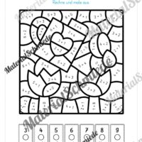 8 Rechenmalblätter zum Frühling im Zahlenraum bis 10 (Vorschau 06)