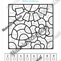 8 Rechenmalblätter zum Frühling im Zahlenraum bis 10 (Vorschau 07)