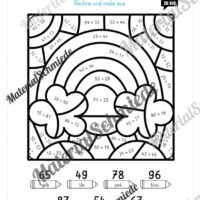 8 Rechenmalblätter zum Frühling im Zahlenraum bis 100 (Vorschau 01)