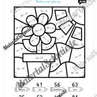 8 Rechenmalblätter zum Frühling im Zahlenraum bis 100 (Vorschau 06)