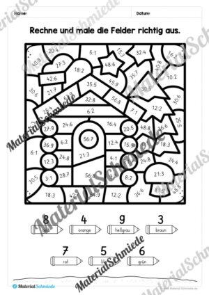 8 Rechenmalblätter zum Frühling im Zahlenraum bis 1.000 (Vorschau 07)