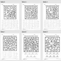 8 Rechenmalblätter Frühling: Zahlenraum 1.000 (3. Klasse) - Überblick