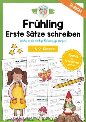 Erste Sätze schreiben: Schüttelsätze Frühling (1. & 2. Klasse)