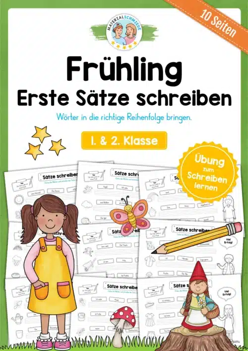 Erste Sätze schreiben: Schüttelsätze Frühling (1. & 2. Klasse)