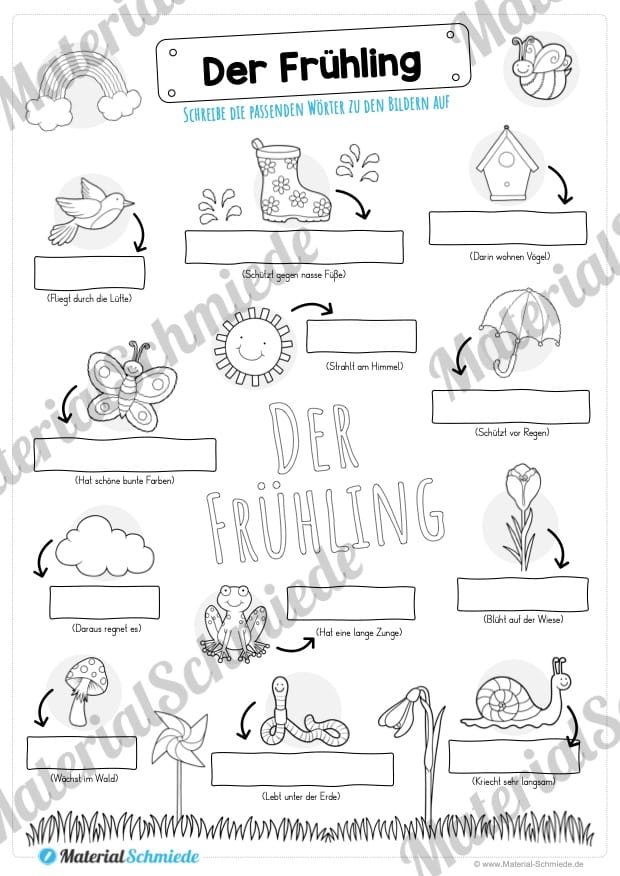 12 Wörter zum Frühling notieren (Vorschau)